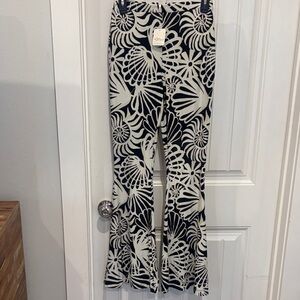 Free People Black and Cream Flare Pants